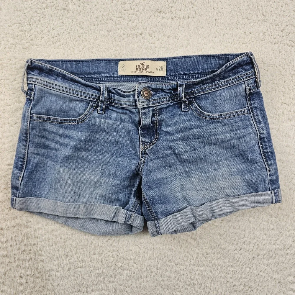 Hollister Midi Jean Shorts Women's 3 26 Blue Longest‎ Length 4
